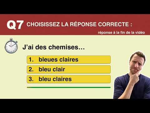 accord des adjectifs de couleur en français test