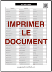Sentiment Liste Vocabulaire Liste Pdf A Imprimer B1
