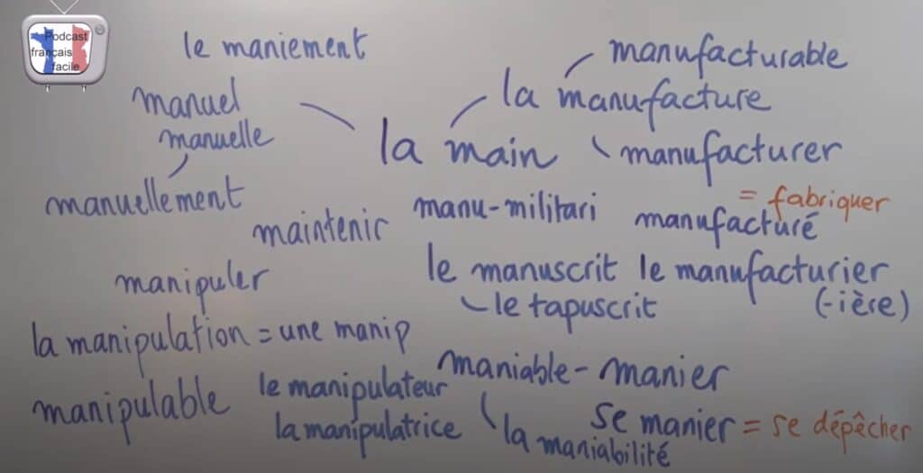 vocabulaire la main