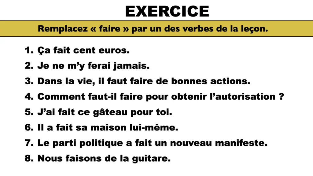 synonyme faire - exercice