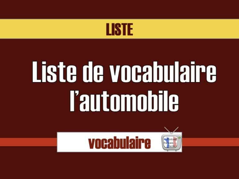 liste vocabulaire automobile