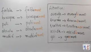 exceptions adverbe en -ment